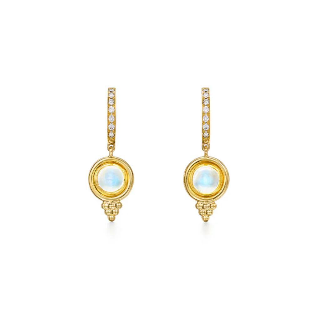 Temple St. Clair 18k Yellow Gold Blue Moonstone Earrings